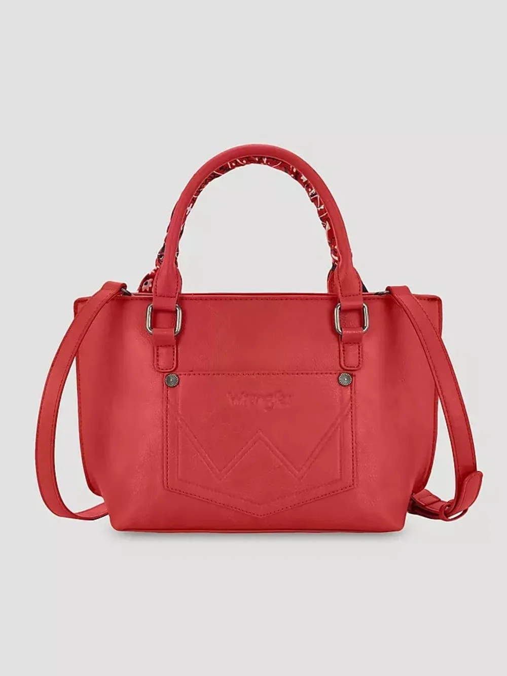 Wrangler Red Satchel with Bandana-Trim Handles